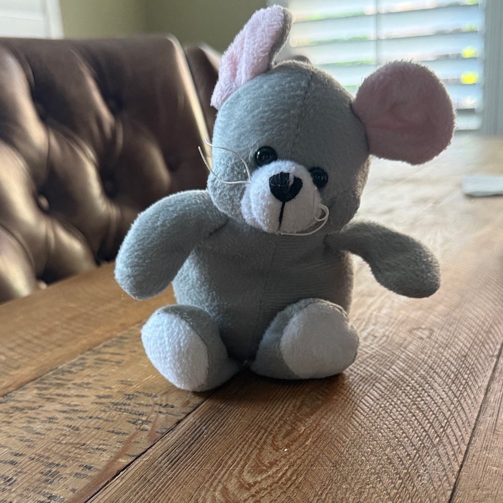 Gray Plush Mouse Toy